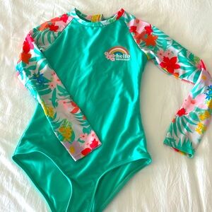 Long sleeve one piece swimsuit.